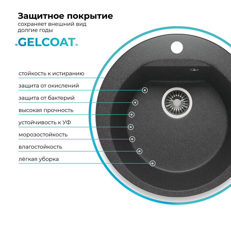 Кухонная мойка Polygran Atol-520 "Черный"