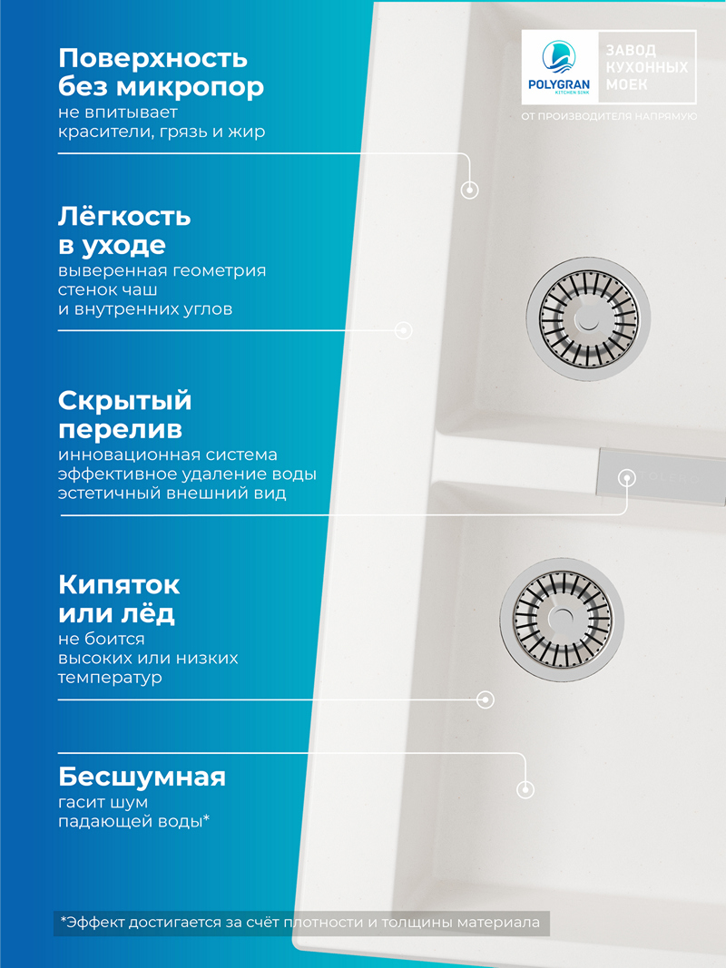 Мойка для кухни Polygran Loft-862 "Белый хлопок"