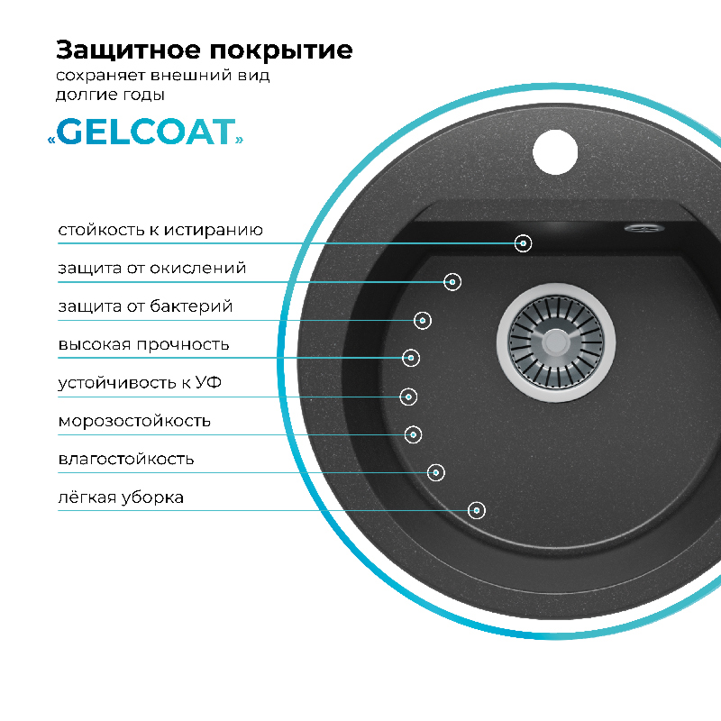 Кухонная мойка Polygran Atol-460 "Черный"
