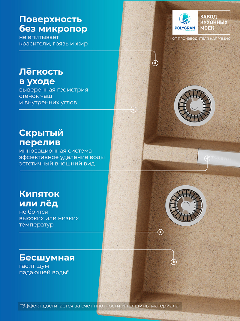 Мойка для кухни Polygran Loft-862 "Песочный"