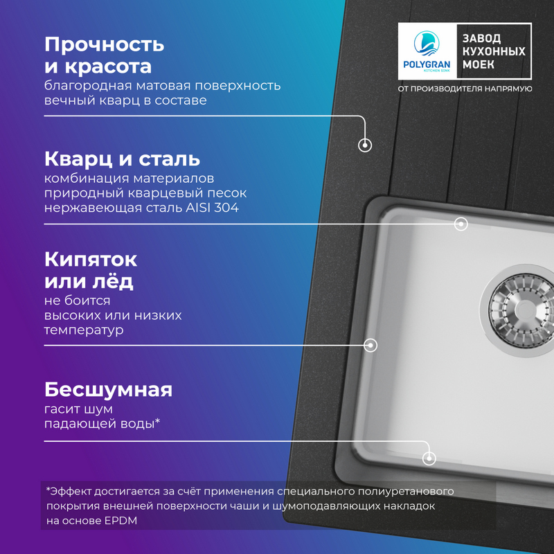 Кухонная мойка Tolero Twist-660 "Уголь"