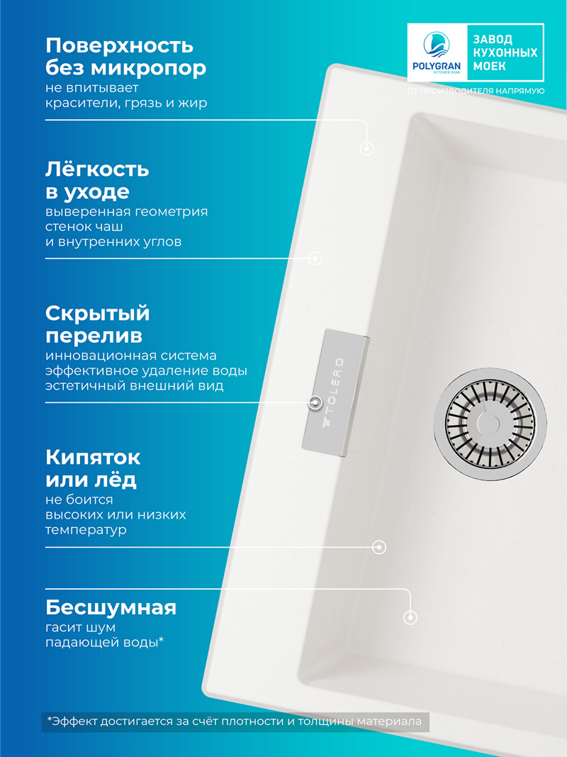 Кухонная мойка Polygran Loft-580 "Белый Хлопок"