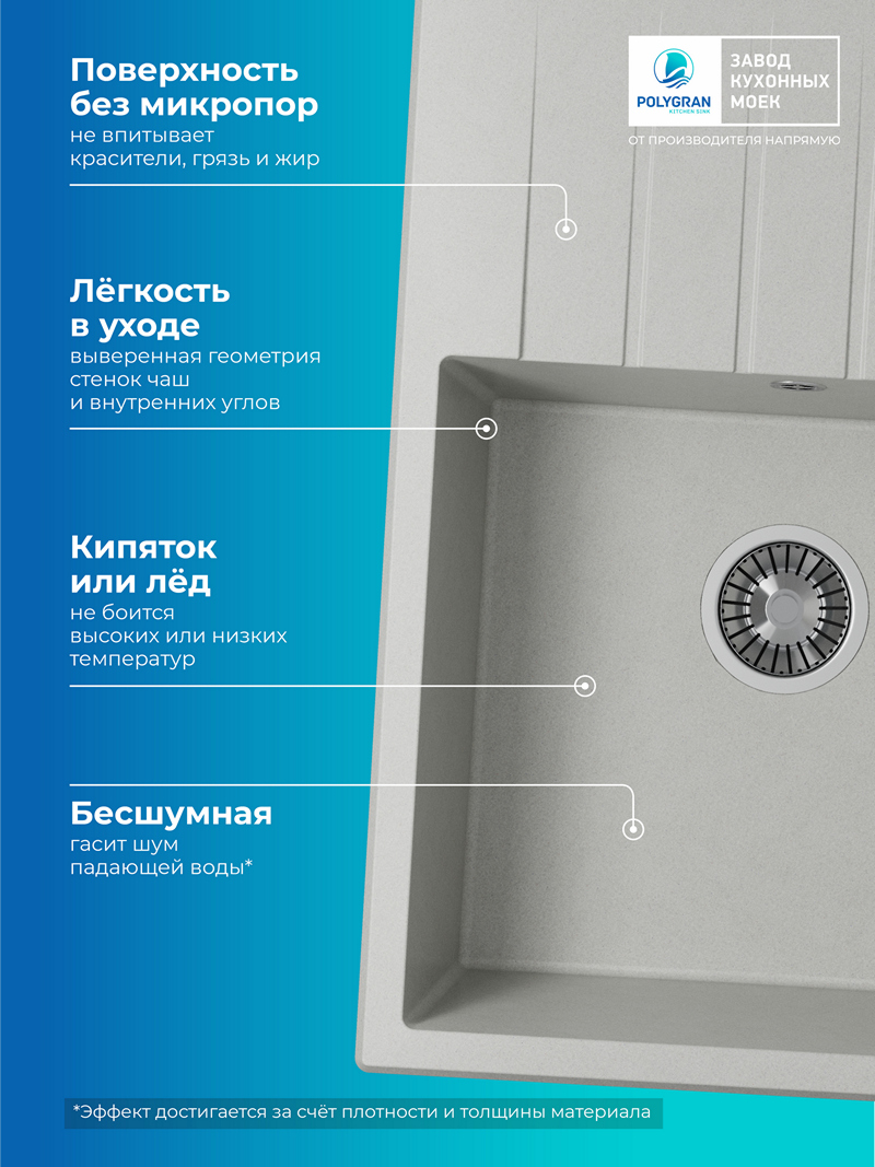 Кухонная мойка Polygran Deka-700 "Серый"