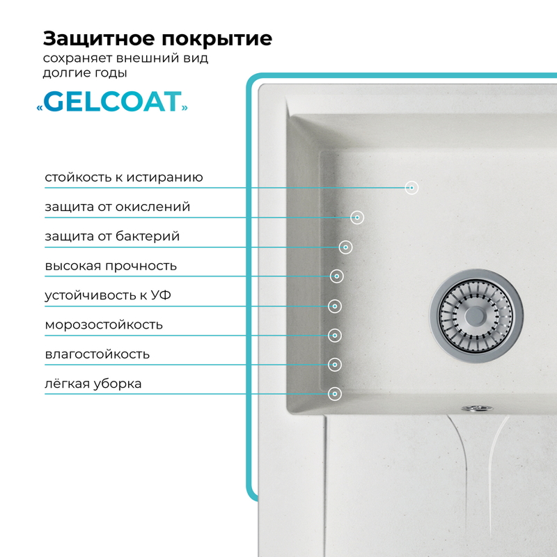 Кухонная мойка Polygran Gals-620 "Белый Хлопок"
