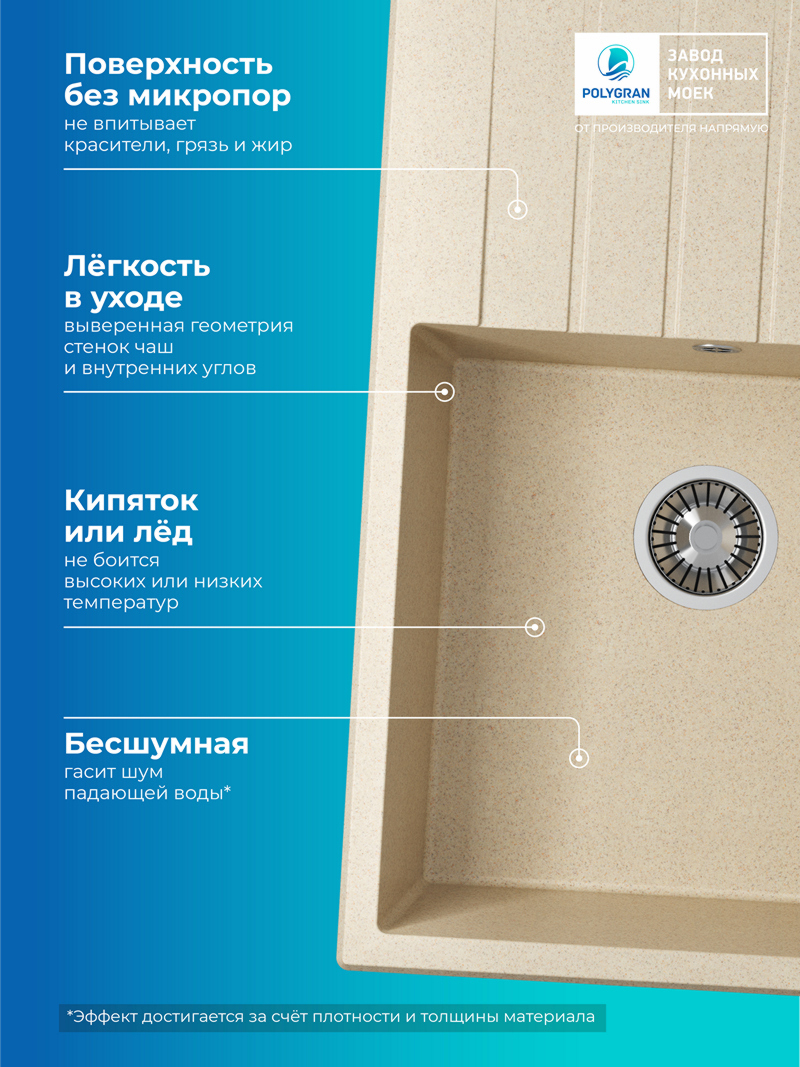 Кухонная мойка Polygran Deka-780 "Опал"