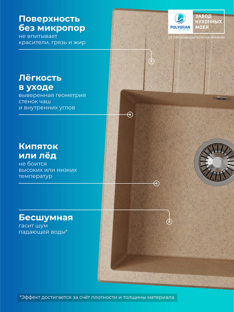 Кухонная мойка Polygran Deka-600 "Песочный"