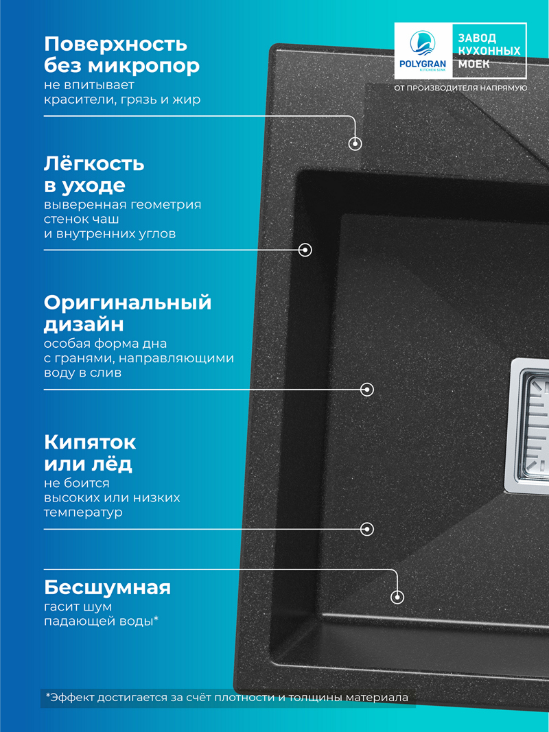 Кухонная мойка Polygran Blade-500 "Черный"