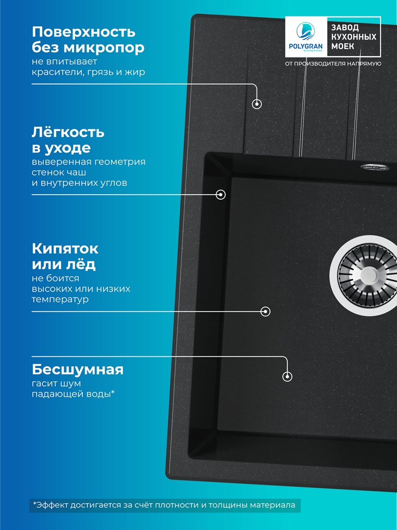Кухонная мойка Polygran Deka-600 "Космос"