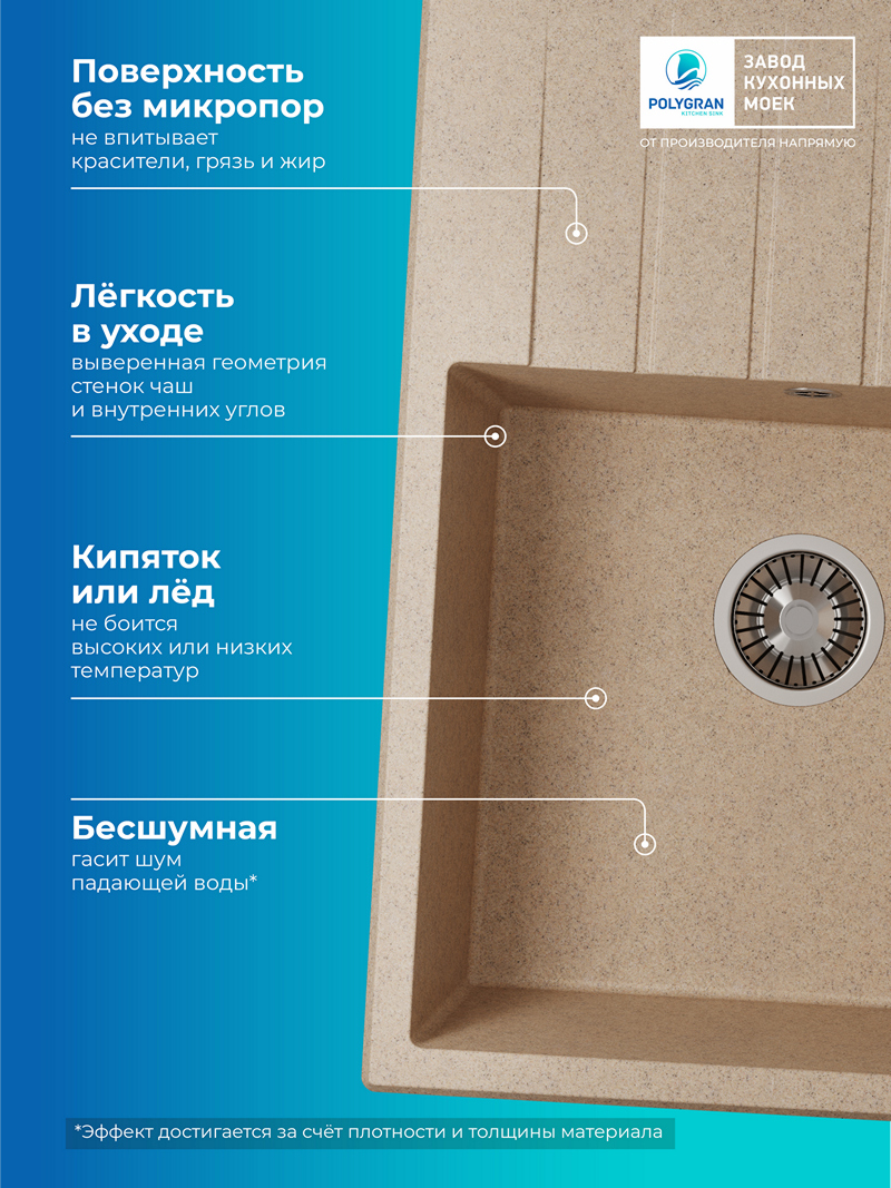 Кухонная мойка Polygran Deka-700 "Песочный"