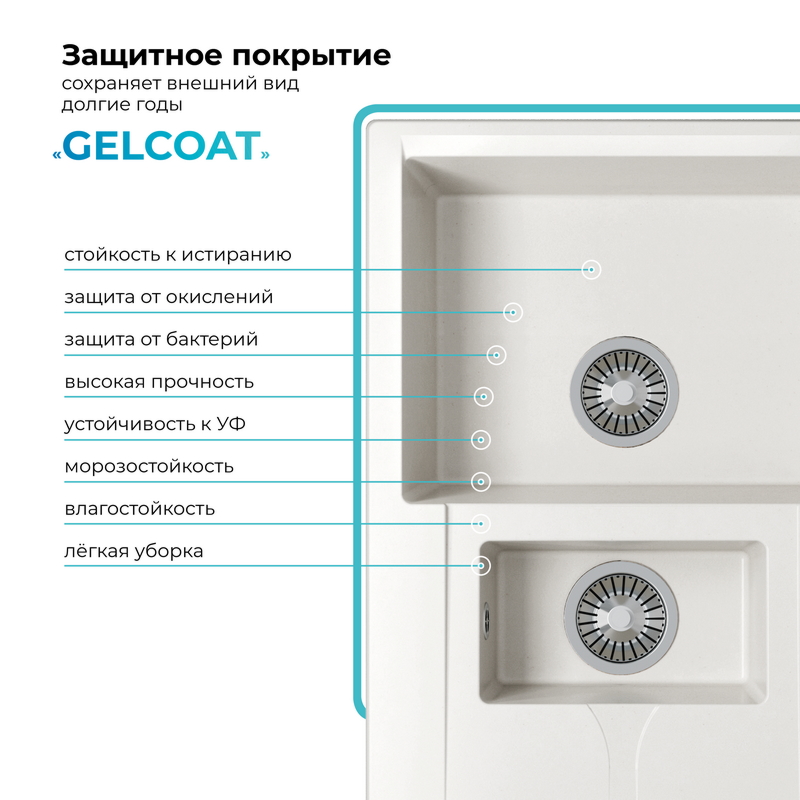 Кухонная мойка Polygran Brig-770 "Белый Хлопок"