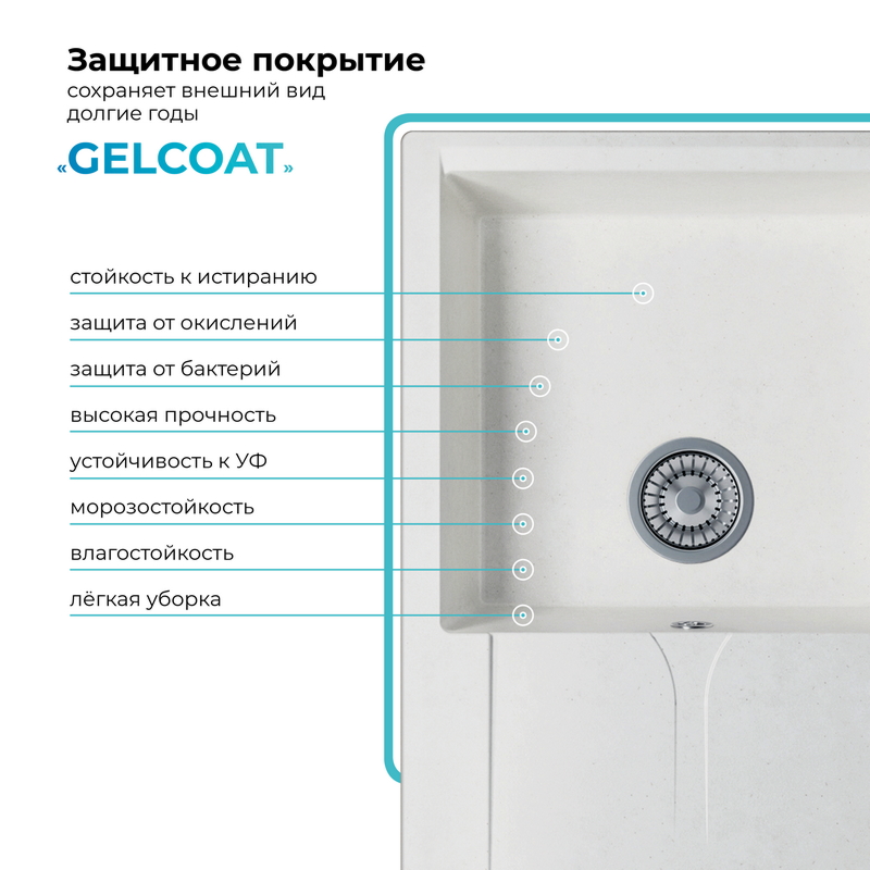 Кухонная мойка Polygran Gals-760 "Белый Хлопок"