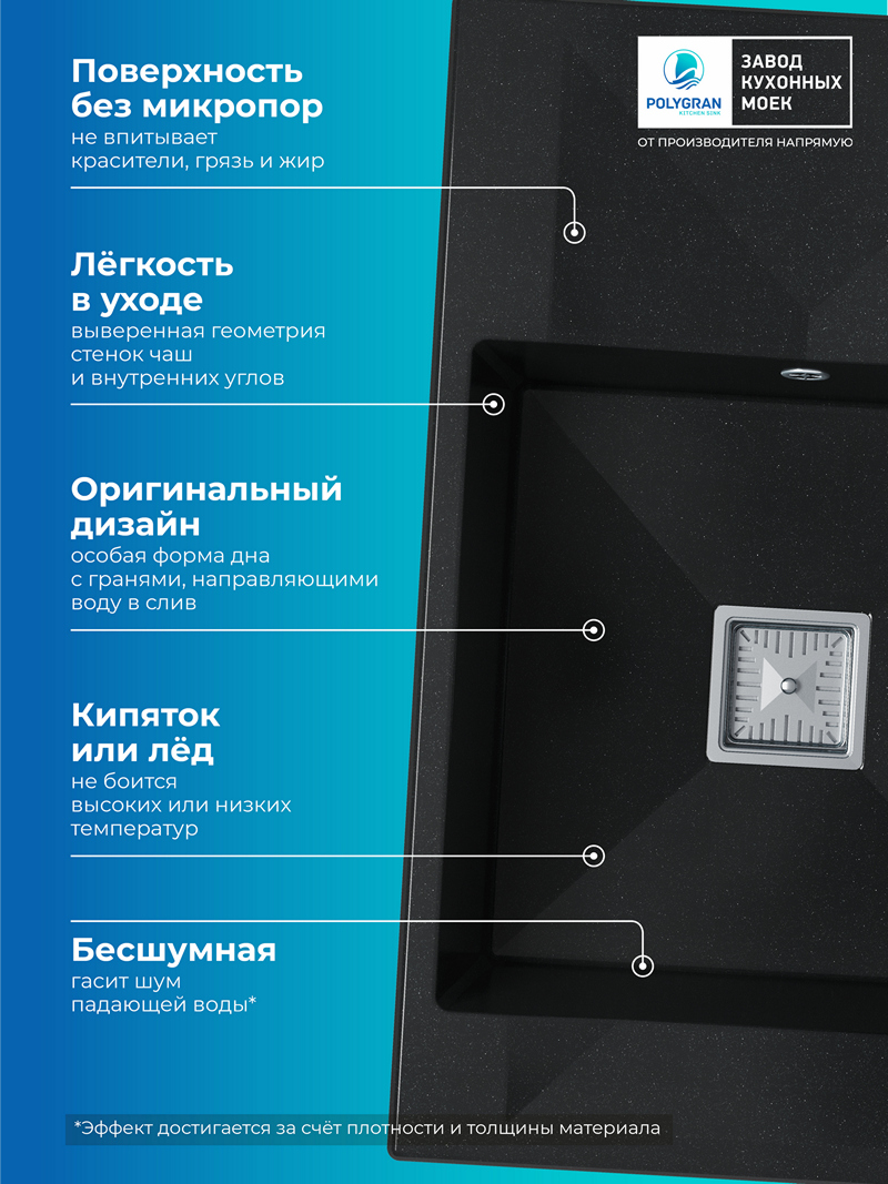 Кухонная мойка Polygran Blade-780 "Космос"
