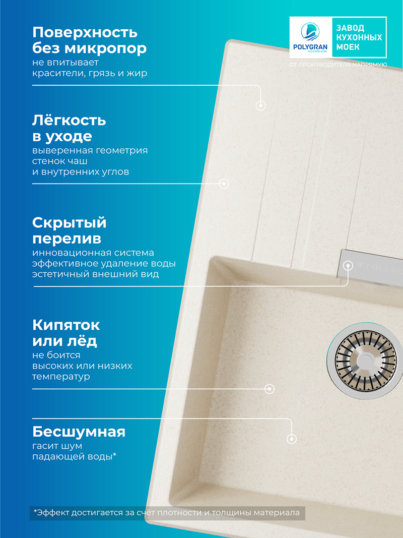 Мойка для кухни Polygran Loft-650 "Кремовый"