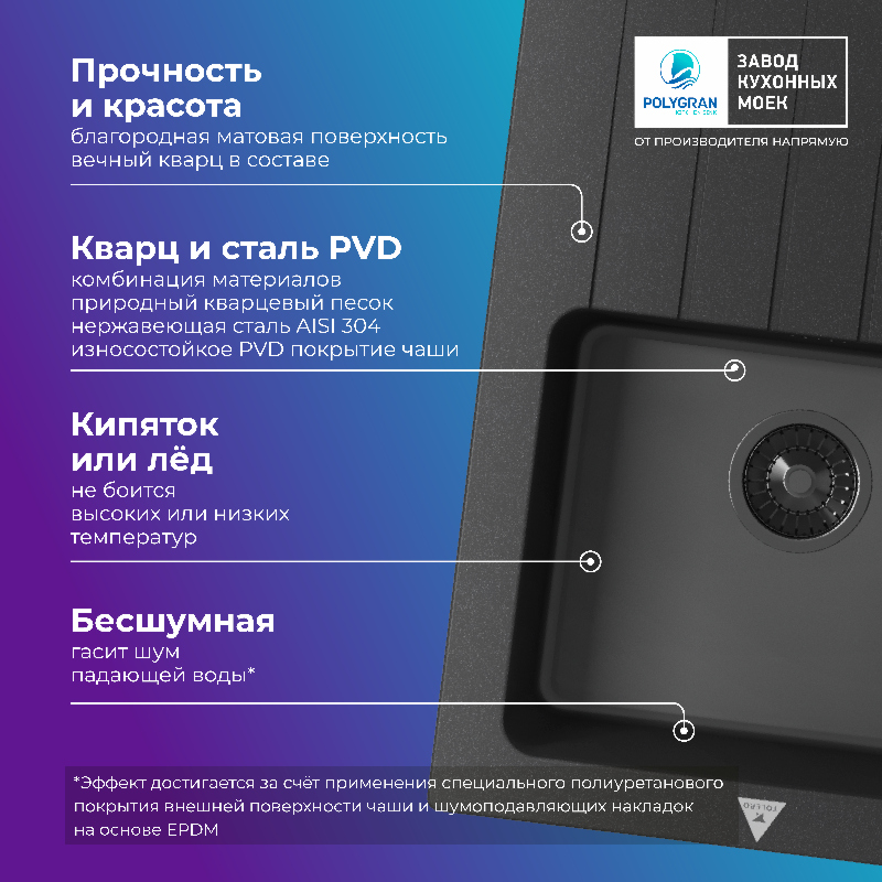 Кухонная мойка Tolero Twist-760 "Black Editon"