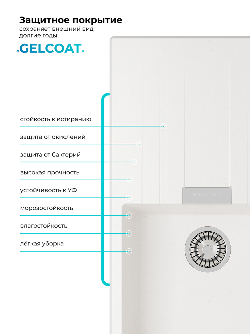 Мойка для кухни Polygran Loft-750 "Белый хлопок"
