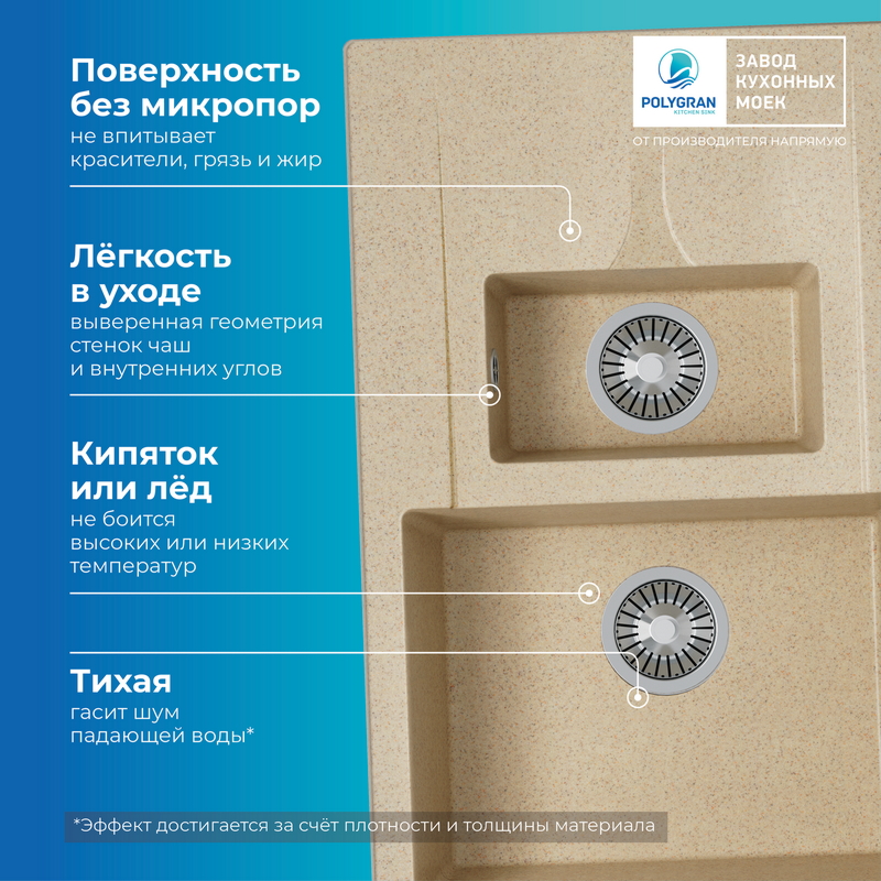 Кухонная мойка Polygran Brig-770 "Опал"