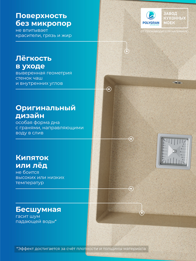 Кухонная мойка Polygran Blade-780 "Опал"