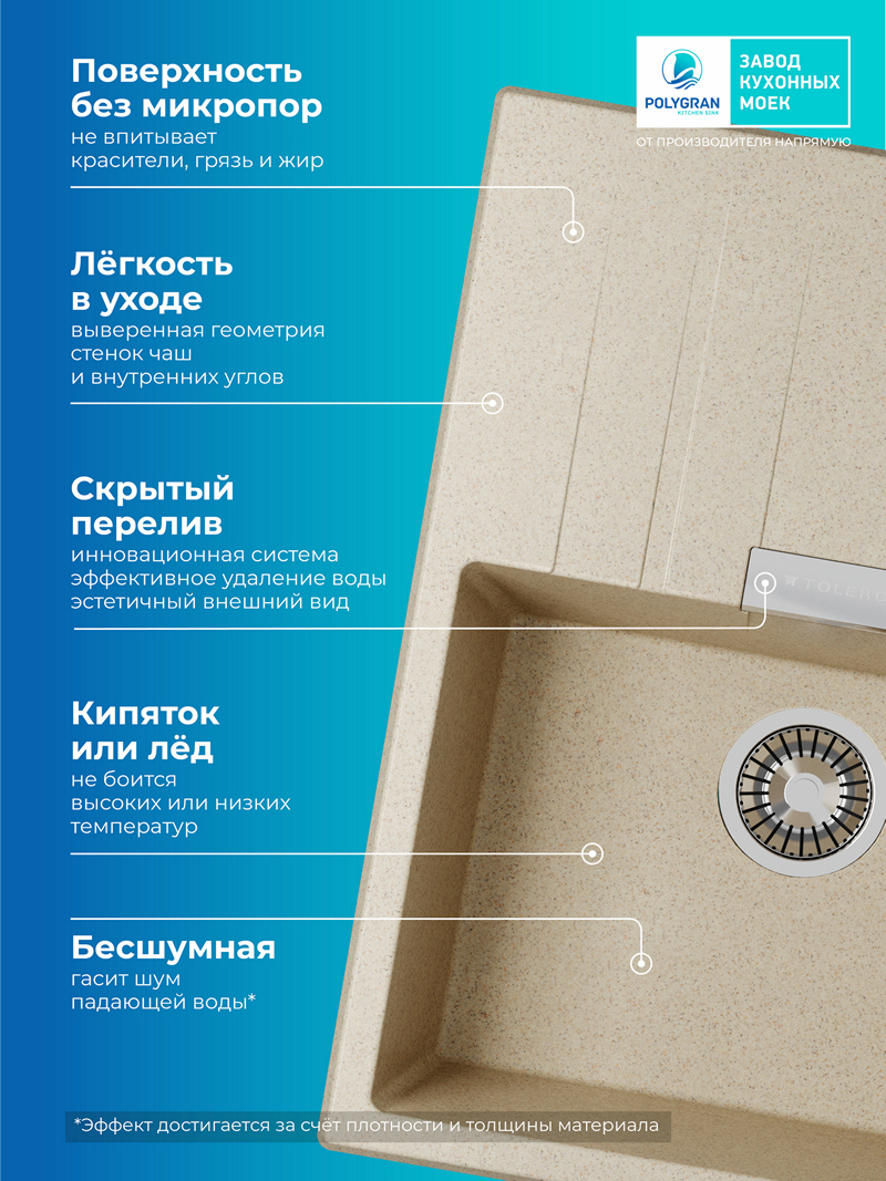 Мойка для кухни Polygran Loft-650 "Опал"