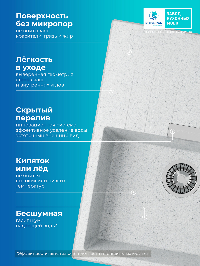 Мойка для кухни Polygran Loft-650 "Светло-серый"