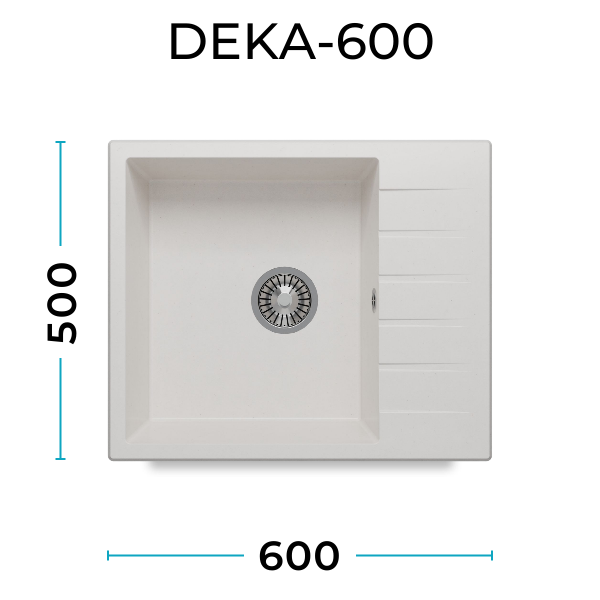 Кухонная мойка Polygran Deka-600 "Белый Хлопок"