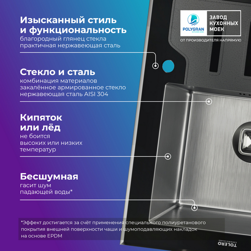 Кухонная мойка Ceramic Glass-660