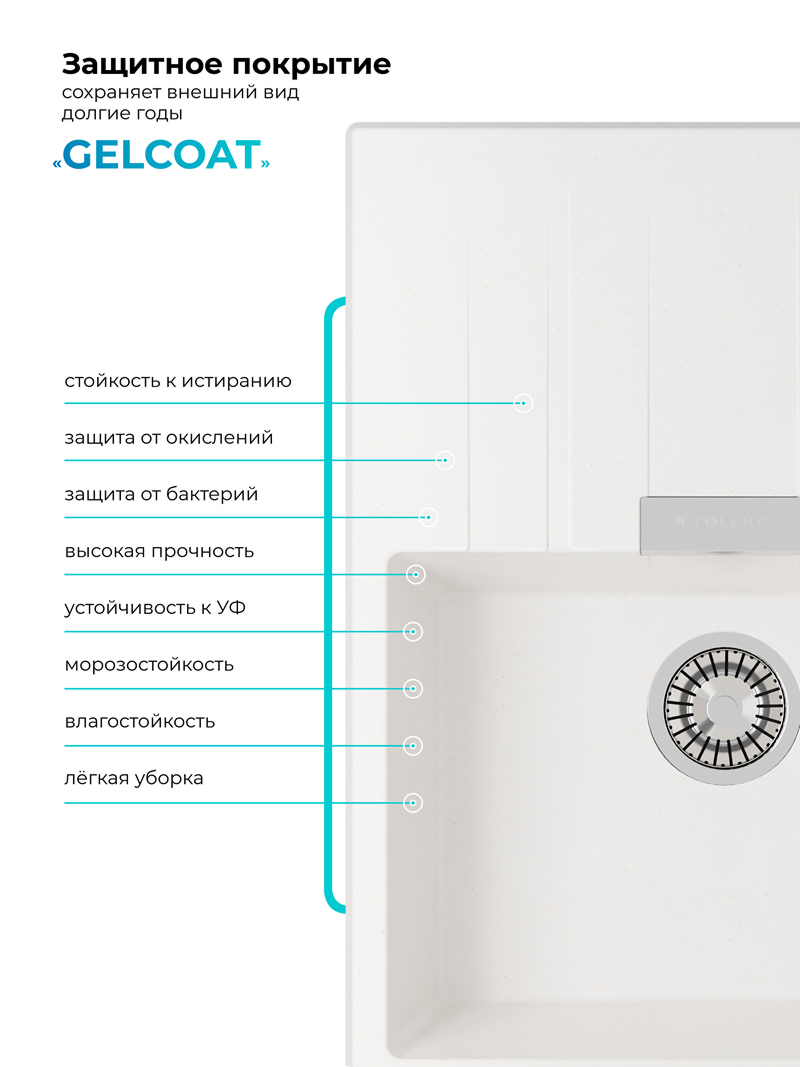 Мойка для кухни Polygran Loft-650 "Белый хлопок"
