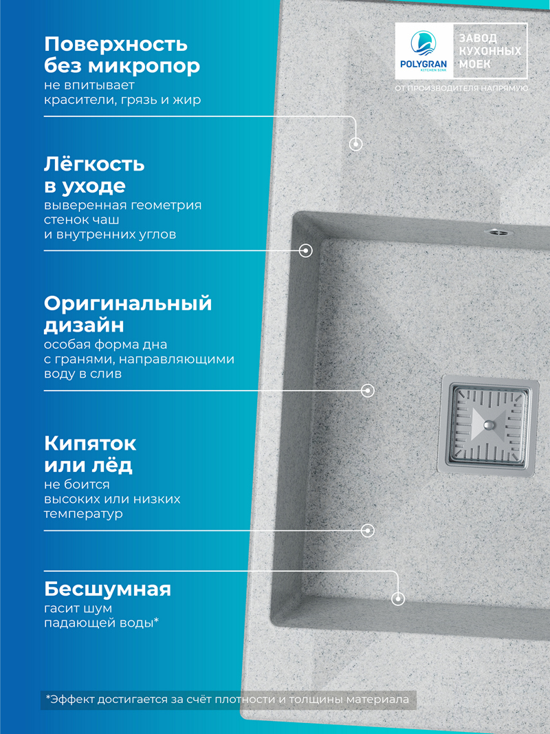 Кухонная мойка Polygran Blade-780 "Светло-серый"
