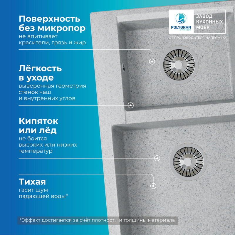 Кухонная мойка Polygran Brig-772 "Светло-Серый"