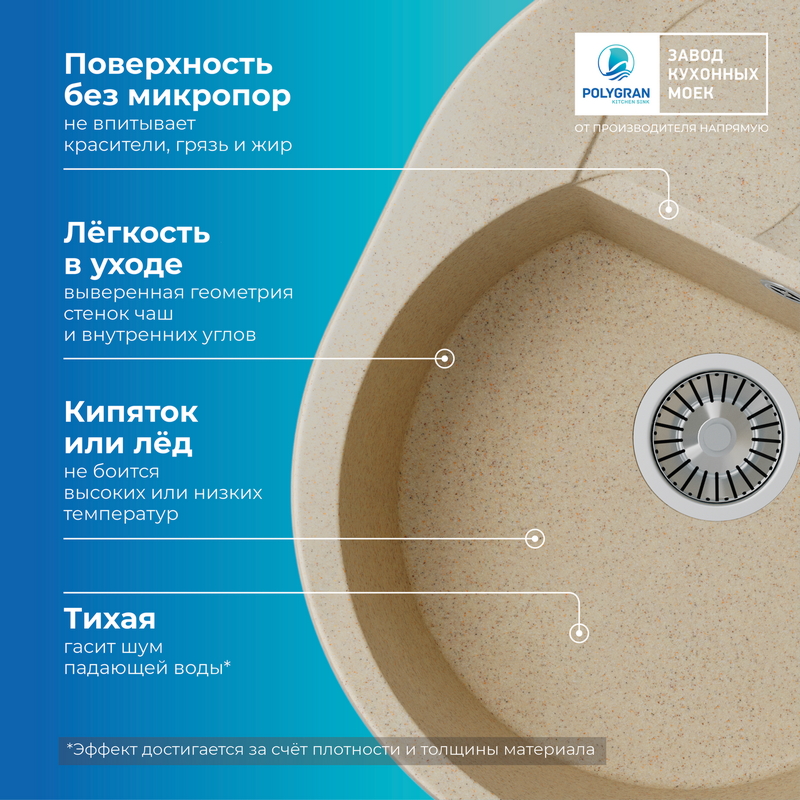 Кухонная мойка Polygran Atol-620 "Опал"