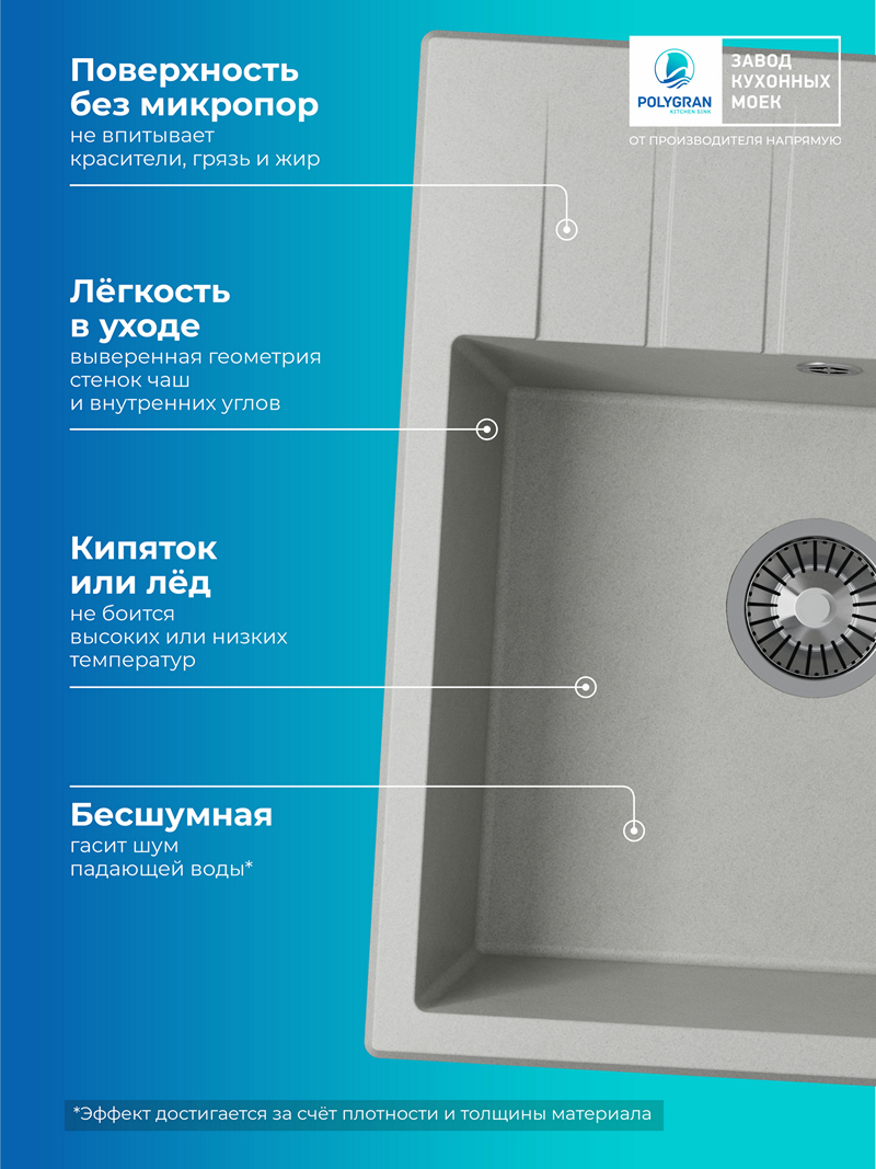 Кухонная мойка Polygran Deka-600 "Серый"