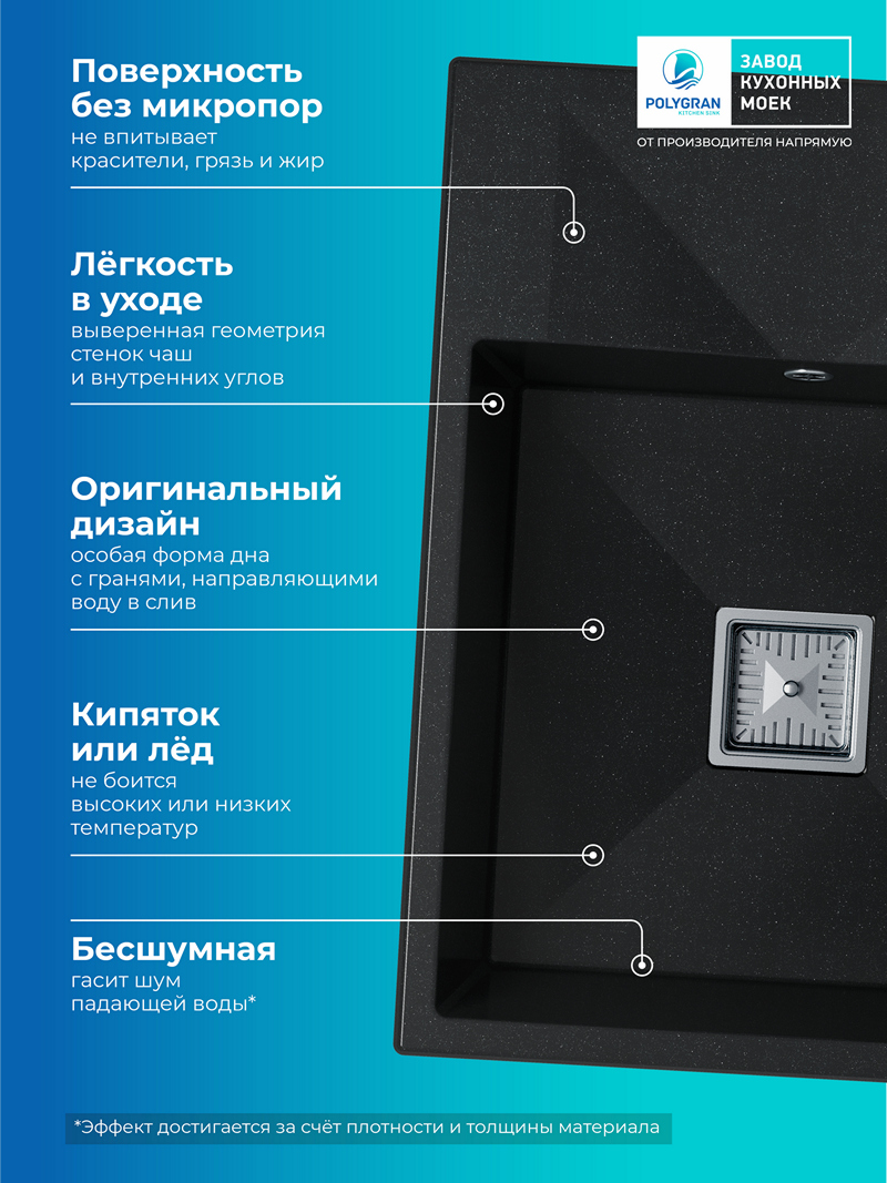 Кухонная мойка Polygran Blade-660 "Космос"