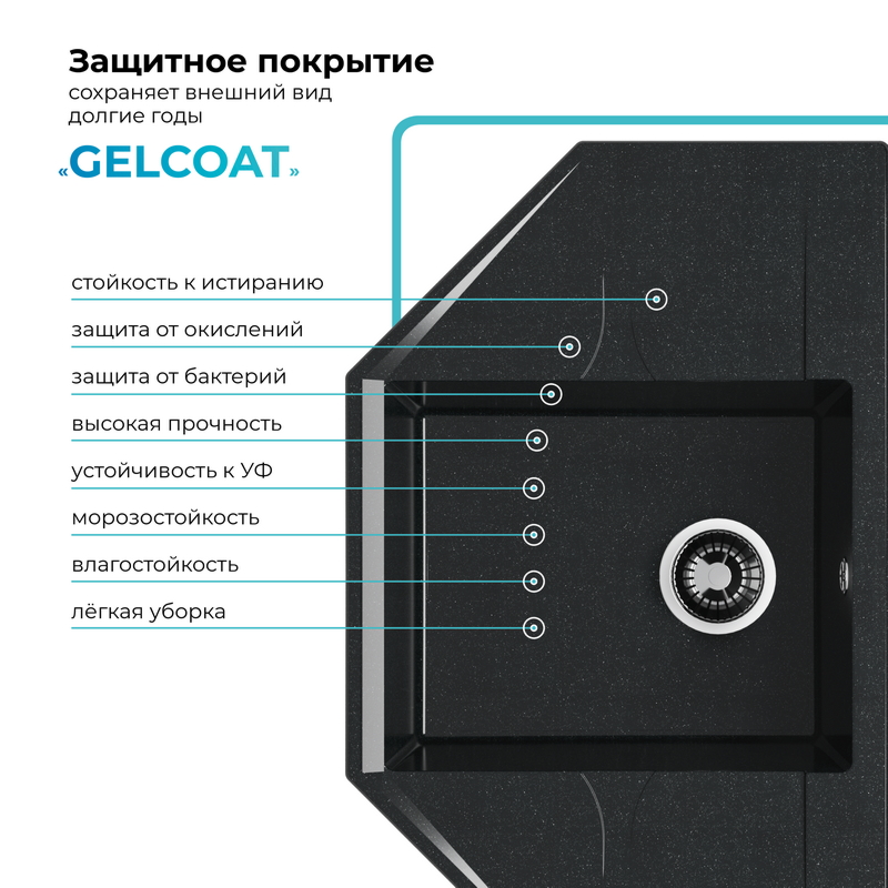 Кухонная мойка Polygran Riff-800 "Космос"