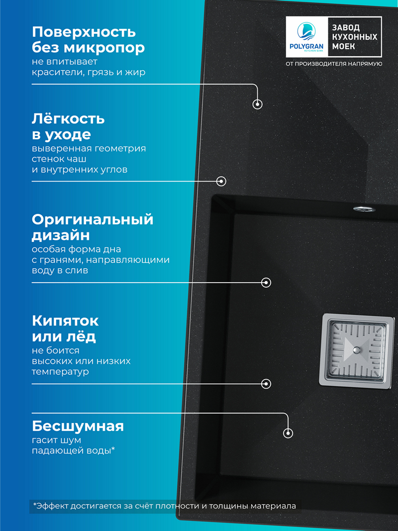 Кухонная мойка Polygran Blade-760 "Космос"