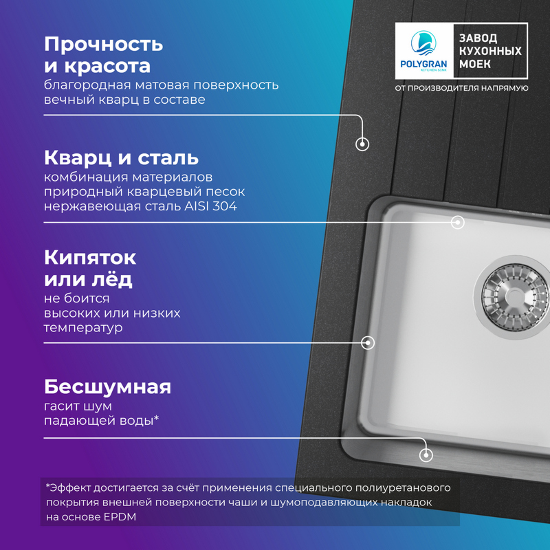 Кухонная мойка Tolero Twist-760 "Уголь"