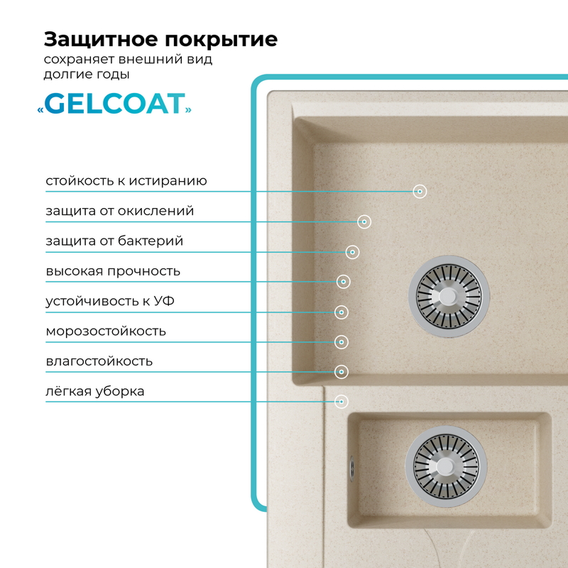 Кухонная мойка Polygran Brig-870 "Кремовый"