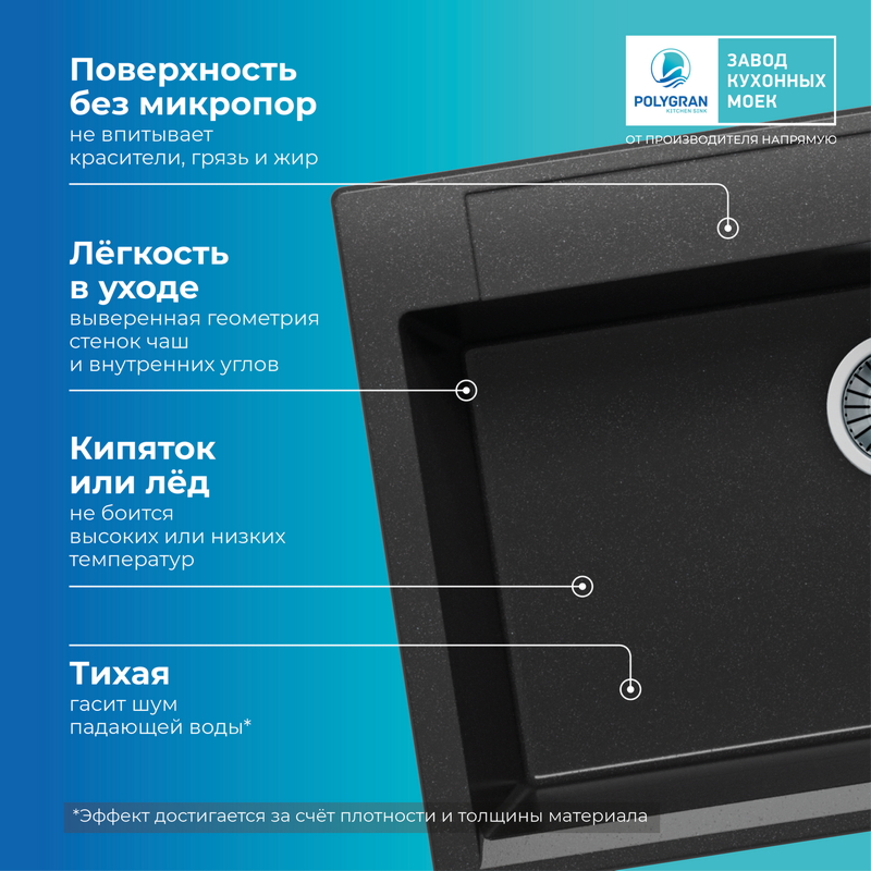 Кухонная мойка Polygran Argo-760 "Чёрный"