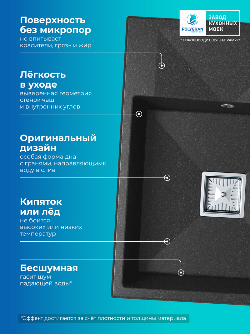 Кухонная мойка Polygran Blade-660 "Черный"