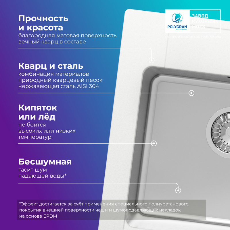 Кухонная мойка Tolero Twist-500 Туман