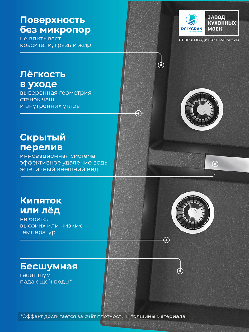 Мойка для кухни Polygran Loft-862 "Черный"
