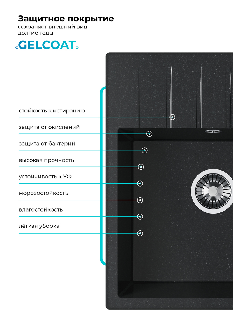 Кухонная мойка Polygran Deka-600 "Космос"