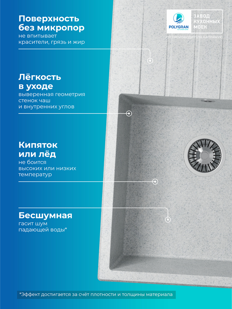 Кухонная мойка Polygran Deka-780 "Светло-Серый"