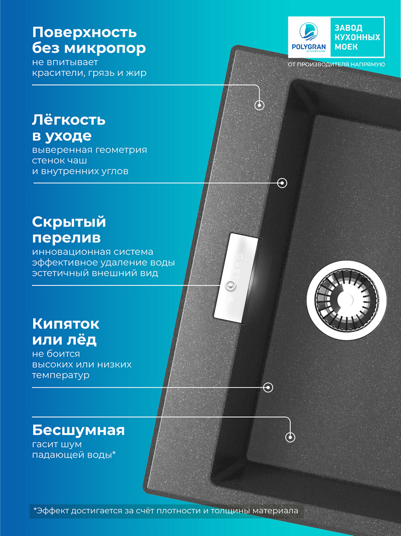 Кухонная мойка Polygran Loft-580 "Черный"