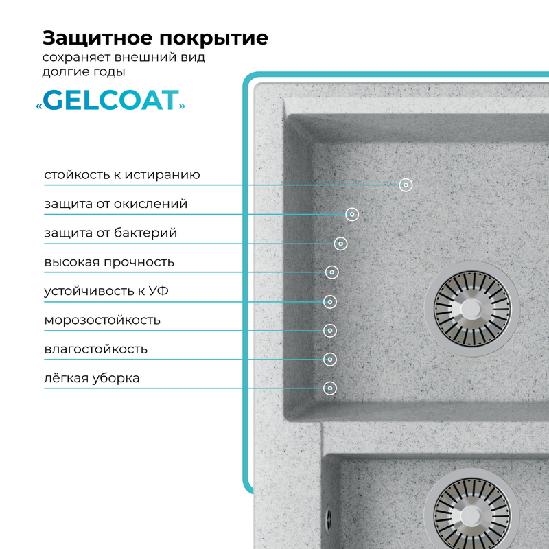 Кухонная мойка Polygran Brig-620 "Светло-Серый"