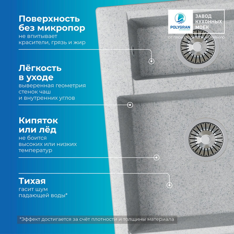 Кухонная мойка Polygran Brig-620 "Светло-Серый"