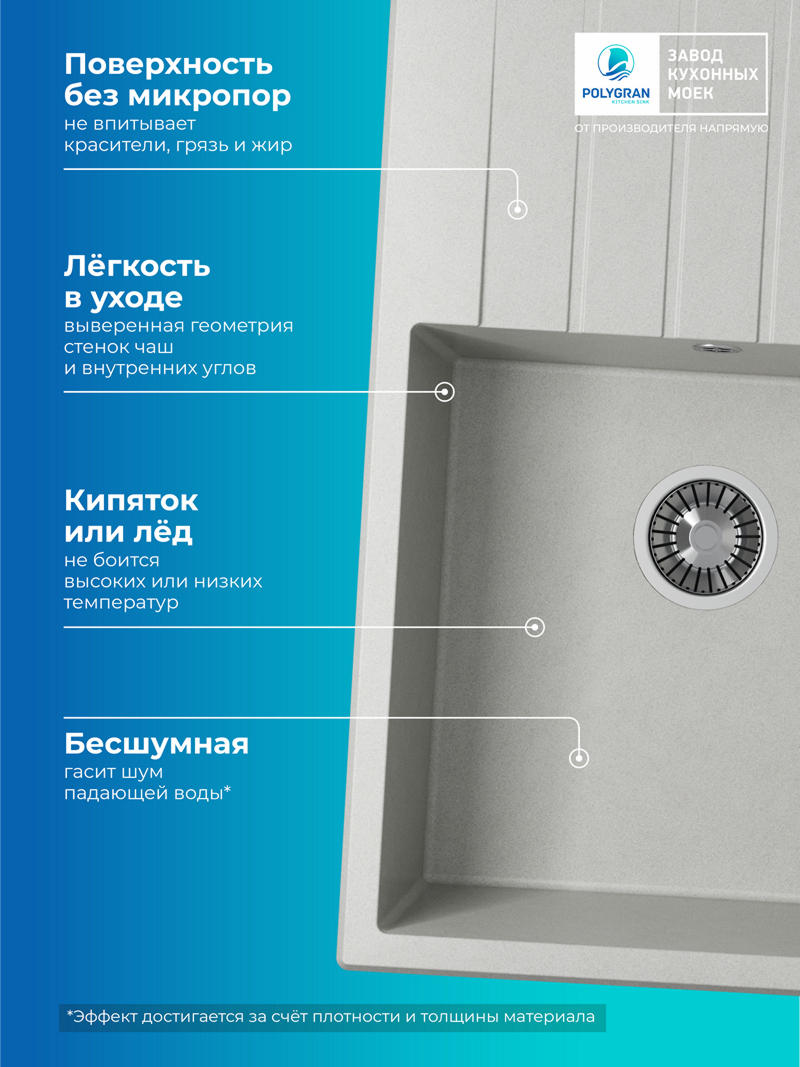 Кухонная мойка Polygran Deka-780 "Серый"