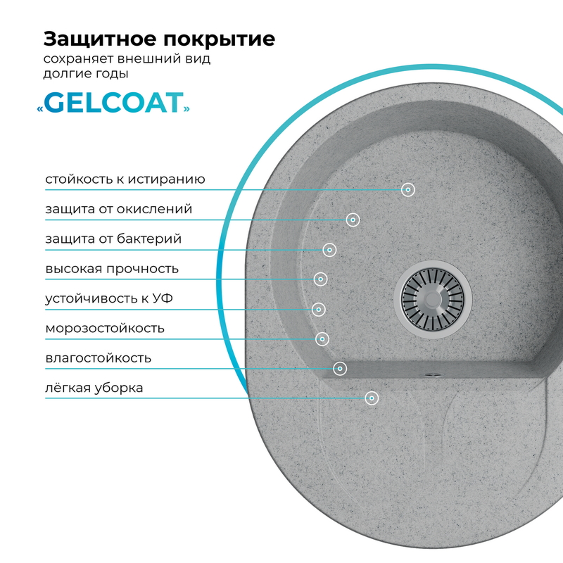 Кухонная мойка Polygran Atol-620 "Светло-серый"