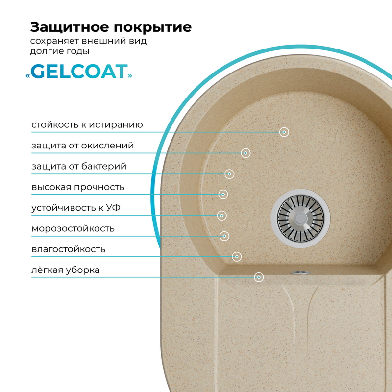 Кухонная мойка Polygran Atol-760 "Опал"