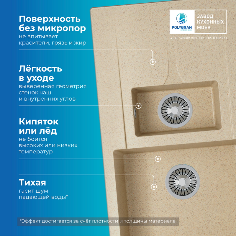 Кухонная мойка Polygran Brig-870 "Опал"