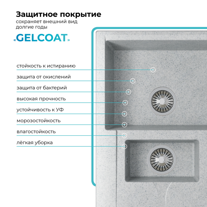 Кухонная мойка Polygran Brig-770 "Светло-Серый"