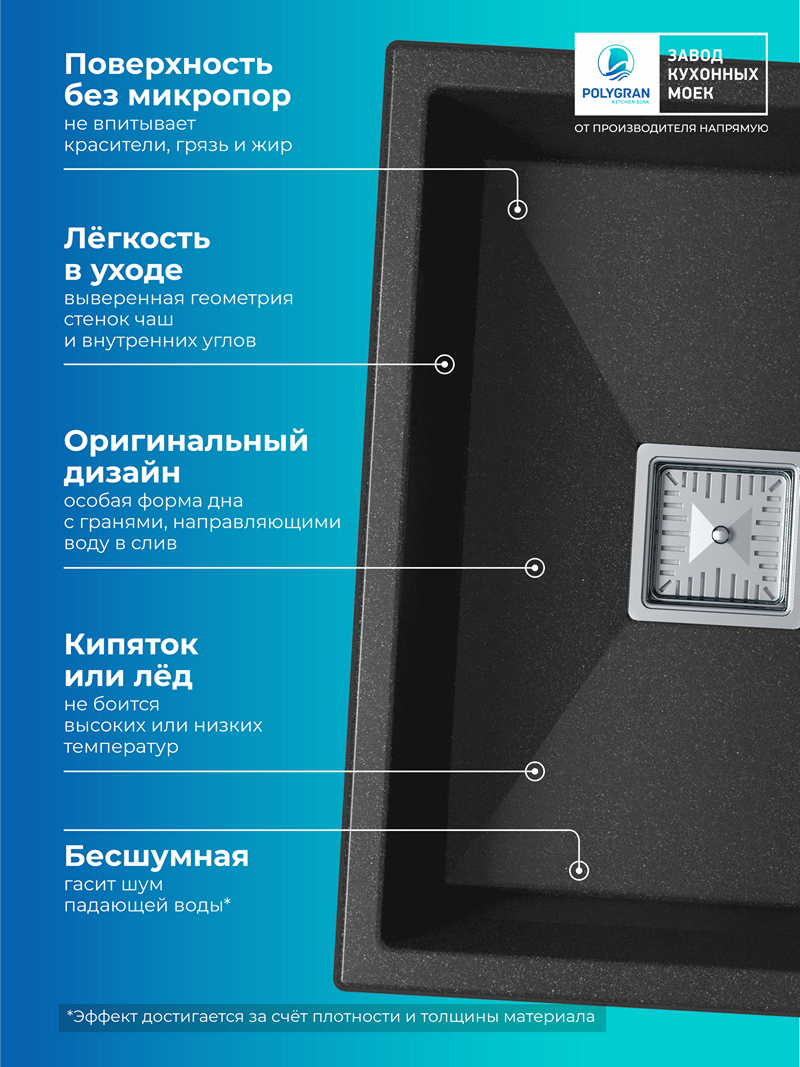 Кухонная мойка Polygran Blade-550 "Черный"